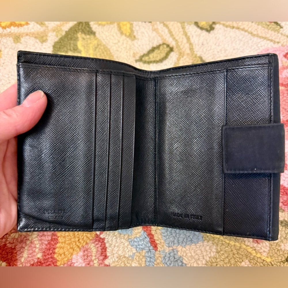 PRADA Unisex Tessuto Trifold Black Nylon Compact Wallet - Picture 7 of 16